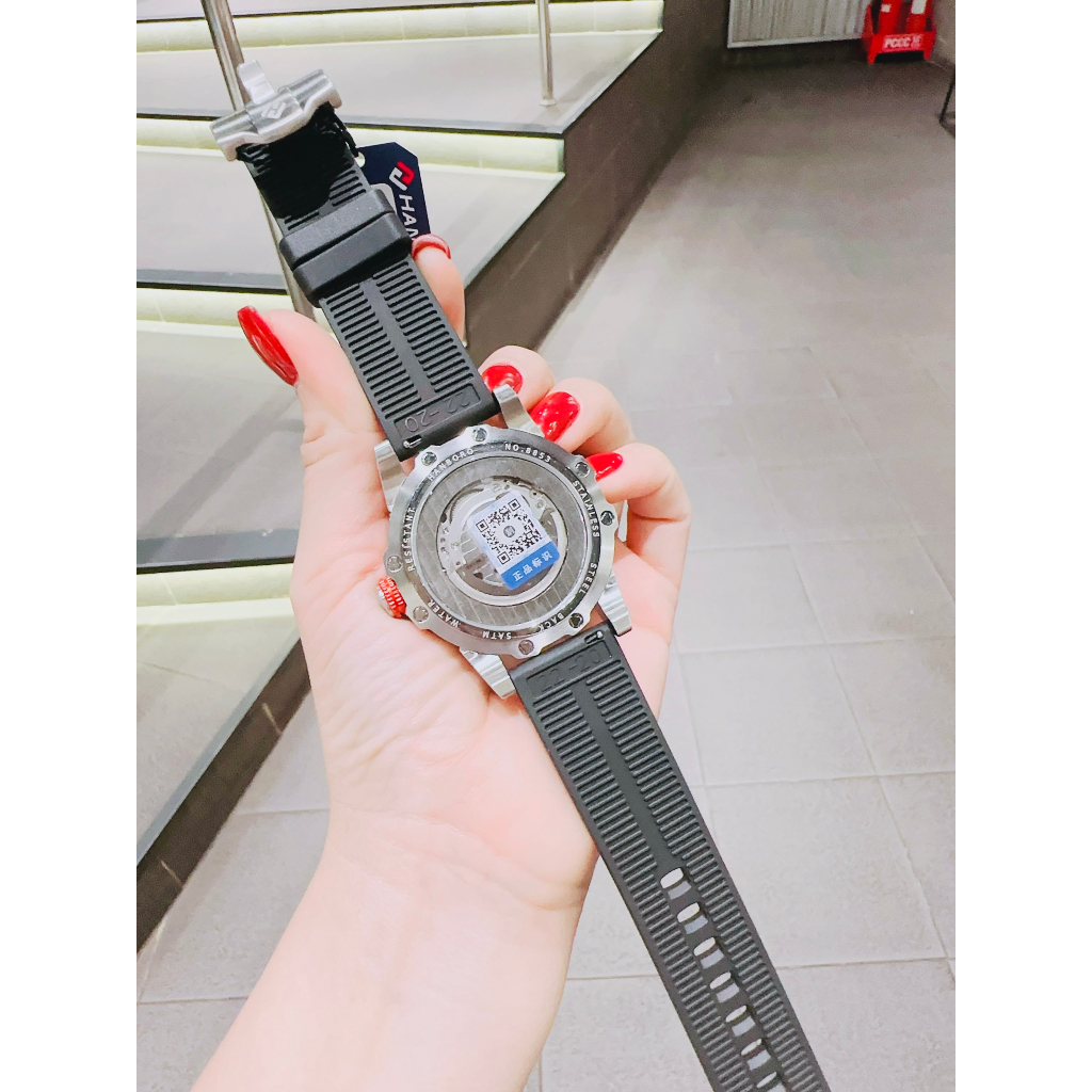 Đồng Hồ Nam Hanboro HBR 8853 Silicone Strap, Máy Automatic , Size 46mm