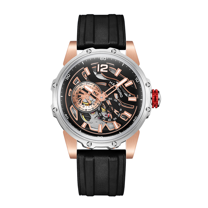 Đồng Hồ Nam Hanboro HBR 8853 Silicone Strap, Máy Automatic , Size 46mm