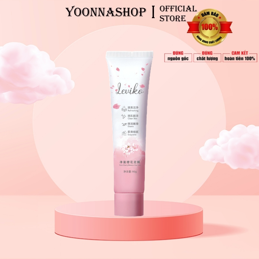Mặt nạ bùn trắng da Hoa Anh Đào LEVIKO 90g da căng mịn kiểm soát dầu làm sạch sâu A260
