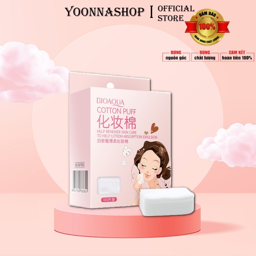 Bông tẩy trang hộp 100 miếng Cotton Puff Bioaqua