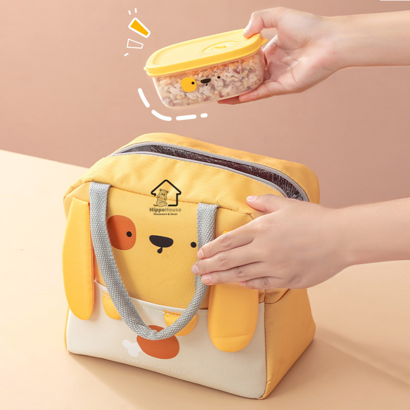 Hộp đựng thực phẩm, cơm hoạ tiết dễ thương sử dụng được lò vi sóng 12.5x8.5x5cm