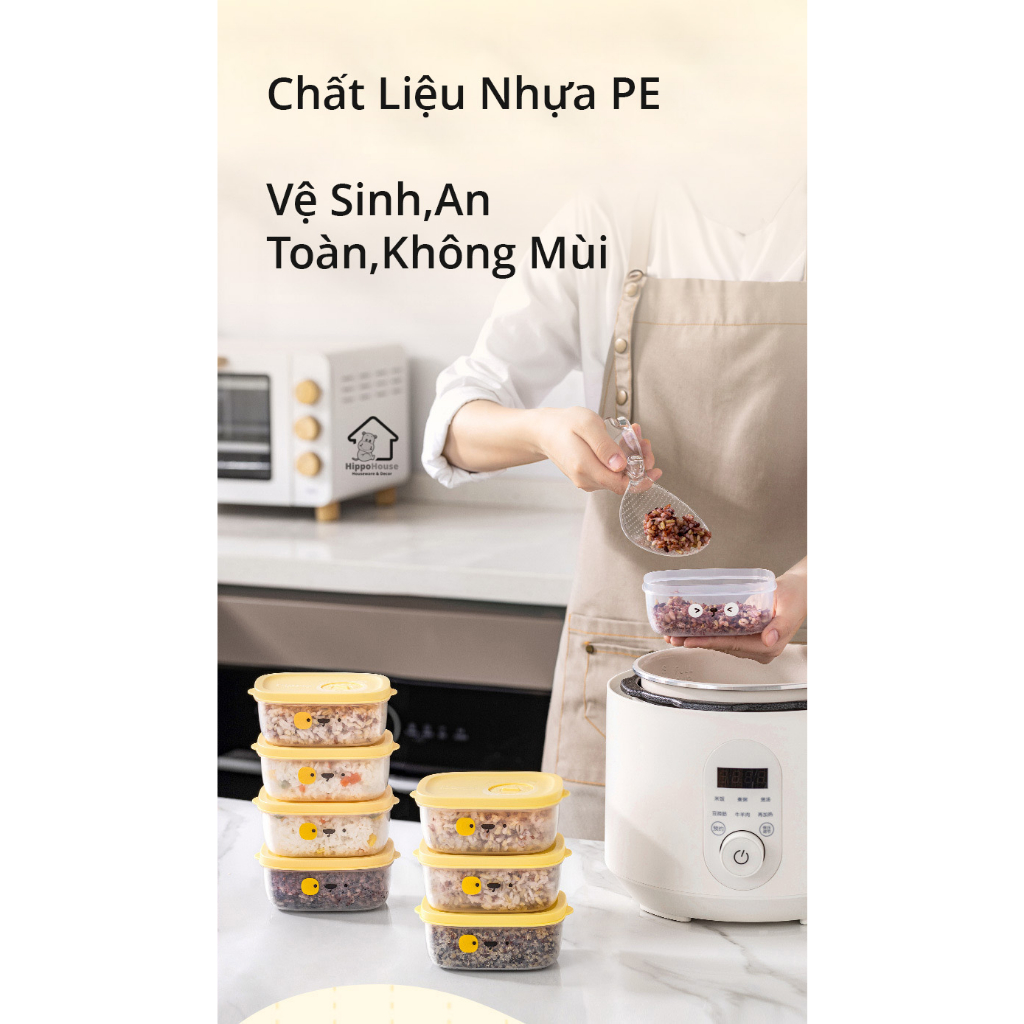 Hộp đựng thực phẩm, cơm hoạ tiết dễ thương sử dụng được lò vi sóng 12.5x8.5x5cm