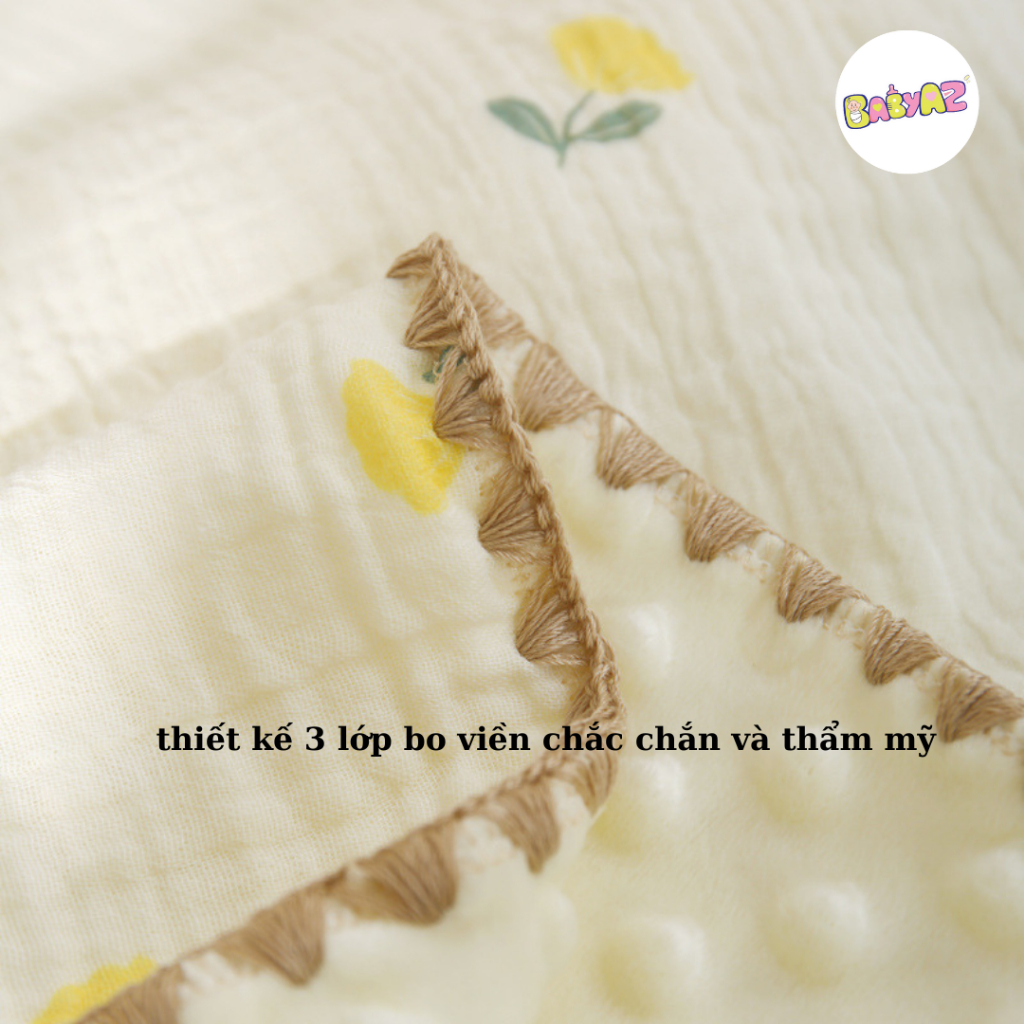 Chăn xô Muslin Organic thu đông lót lông hạt đậu, mền đắp văn phòng chất liệu cao cấp