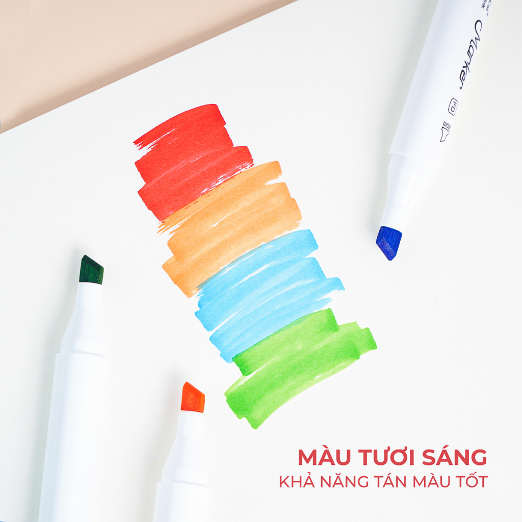 Bút Màu Marker Touch Cool 2 Đầu Tô Màu Dạ Vẽ Tranh Anime, Bút Lông Màu Marker Tô Vẽ 12-108 Màu Kèm Hộp Đựng Cao Cấp