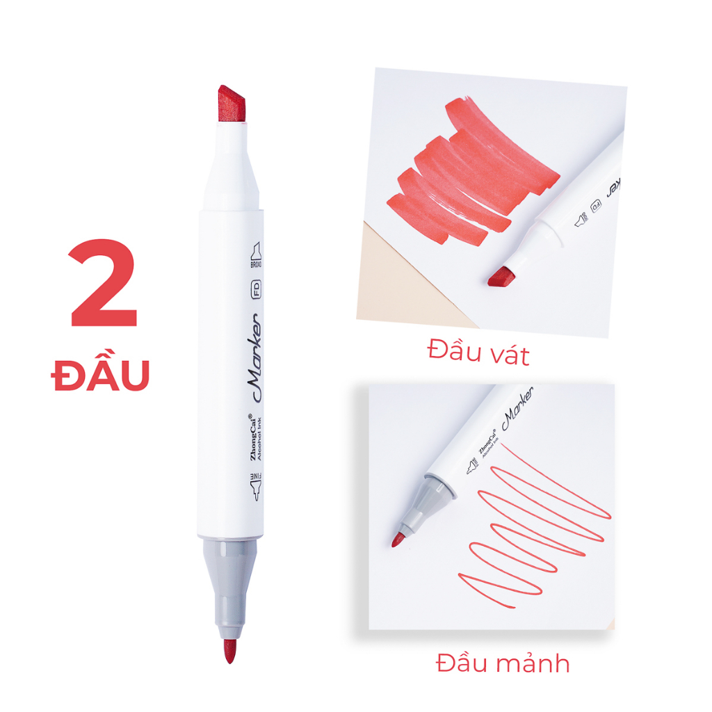 Bút Màu Marker Touch Cool 2 Đầu Tô Màu Dạ Vẽ Tranh Anime, Bút Lông Màu Marker Tô Vẽ 12-108 Màu Kèm Hộp Đựng Cao Cấp