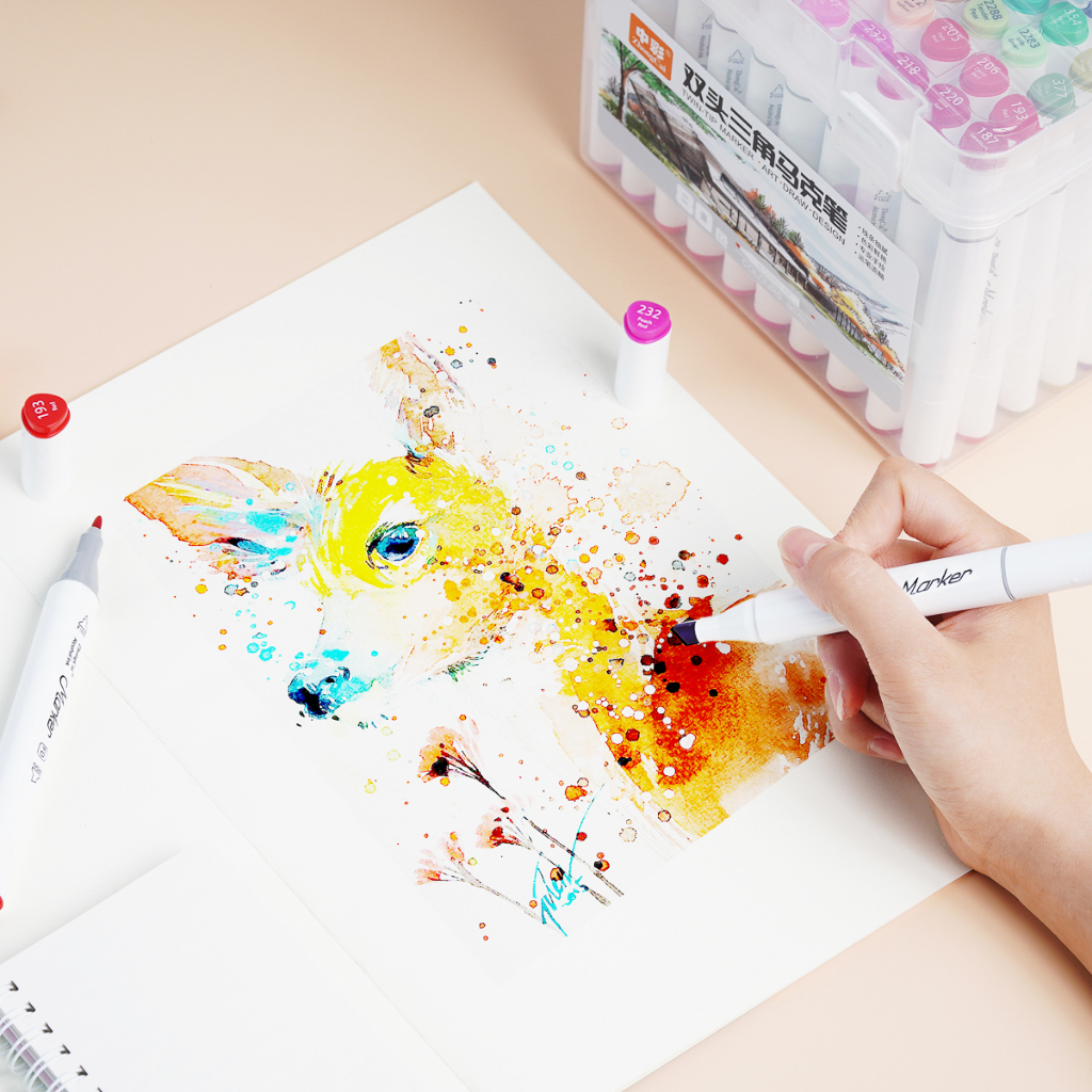 Bút Màu Marker Touch Cool 2 Đầu Tô Màu Dạ Vẽ Tranh Anime, Bút Lông Màu Marker Tô Vẽ 12-108 Màu Kèm Hộp Đựng Cao Cấp