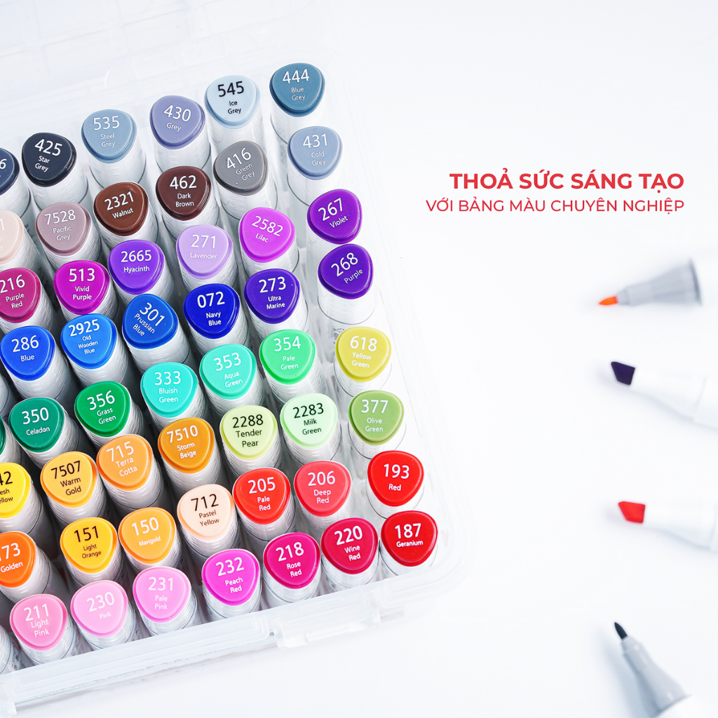 Bút Màu Marker Touch Cool 2 Đầu Tô Màu Dạ Vẽ Tranh Anime, Bút Lông Màu Marker Tô Vẽ 12-108 Màu Kèm Hộp Đựng Cao Cấp
