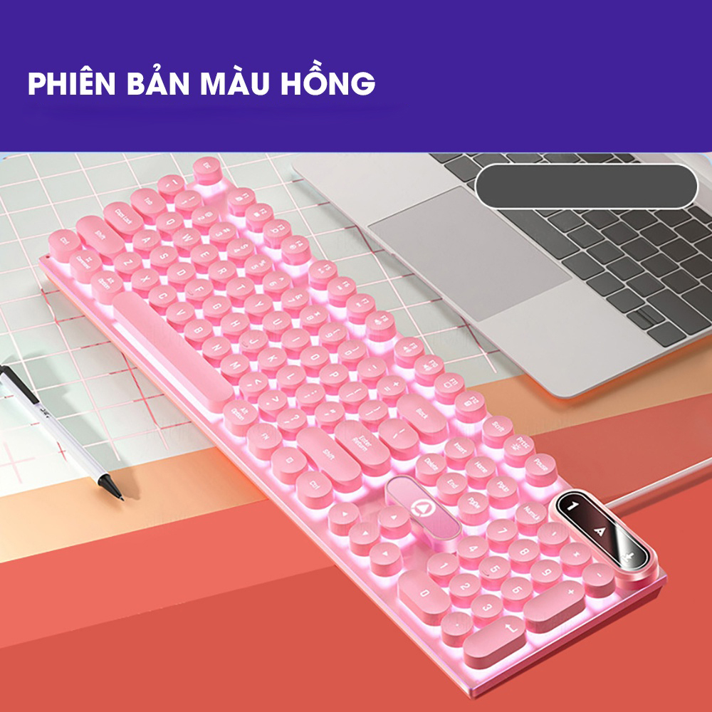 Bàn phím máy tính gaming K600 có dây full size phím giả cơ nút tròn LED RGB phù hợp dân văn phòng và game thủ | BigBuy360 - bigbuy360.vn
