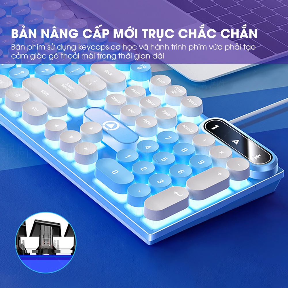 Bàn phím máy tính gaming K600 có dây full size phím giả cơ nút tròn LED RGB phù hợp dân văn phòng và game thủ | BigBuy360 - bigbuy360.vn