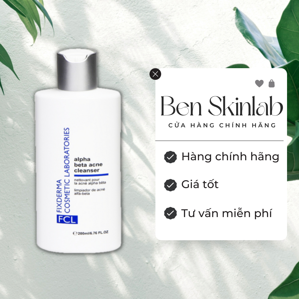 Sữa rửa mặt da dầu mụn Fixderma FCL Alpha Beta Acne Cleanser 200ml kiểm soát dầu thừa  - Ben Skinlab