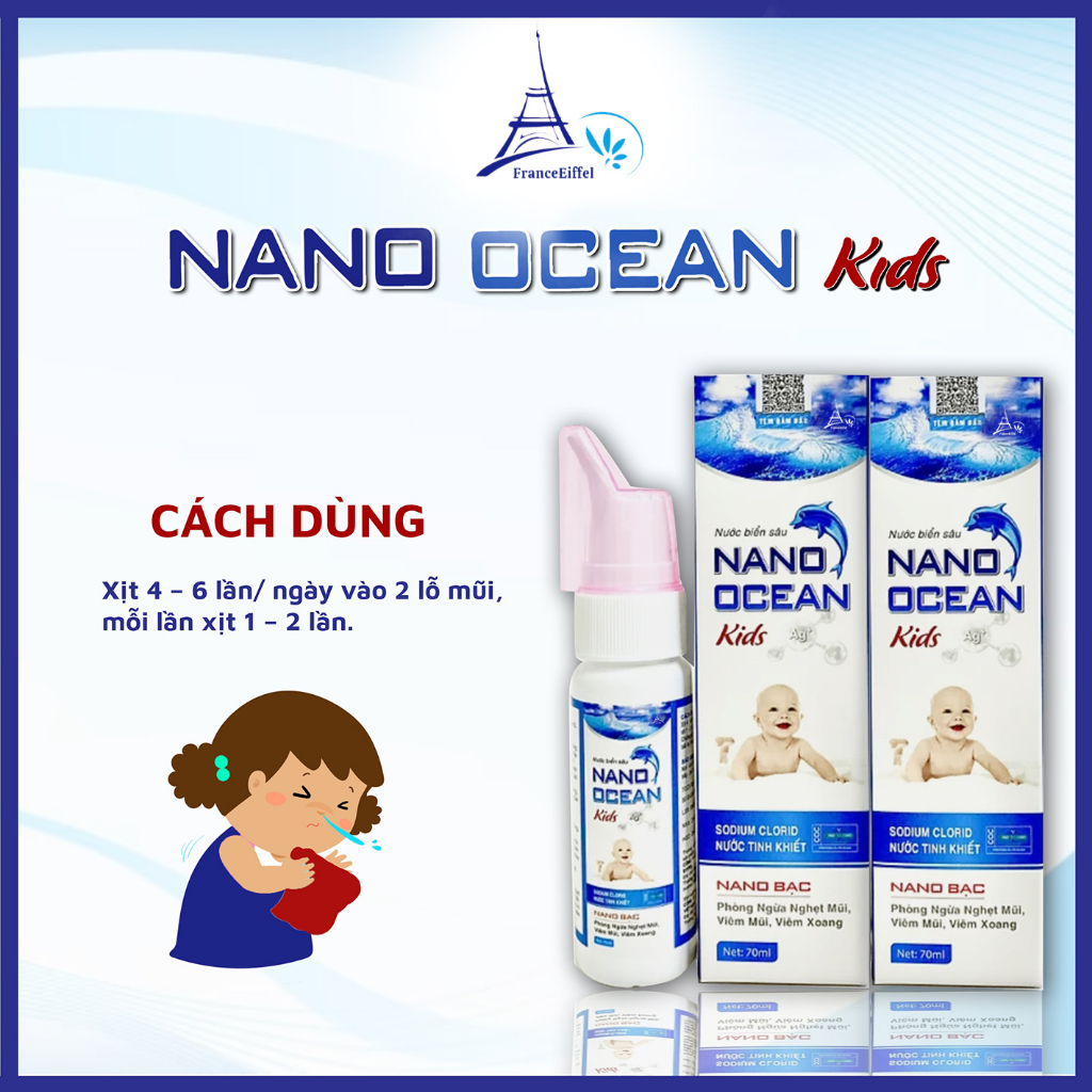 Nước Muối Biển Sâu Nano Ocean Kid - FranceEiffel Lọ 70ml