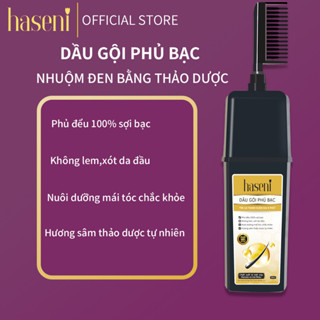 Dầu Gội Phủ Bac Haseni 200ml-Nhuộm Tóc Đen, Đen Tóc Chỉ Sau 9 Phút, Không Xót Da Đầu Thảo Dược