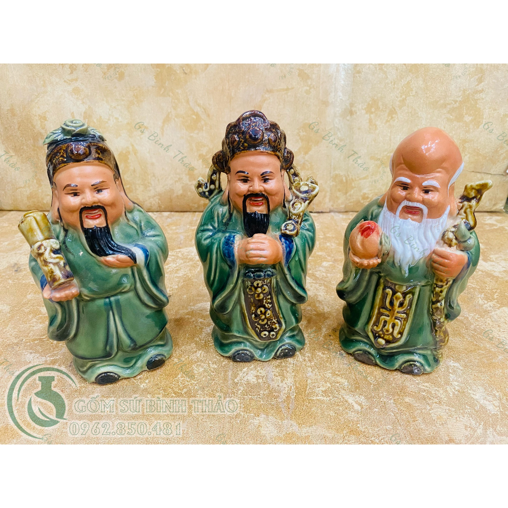 Bộ Tượng Tam đa / Phúc Lộc Thọ Gốm sứ Bát Tràng