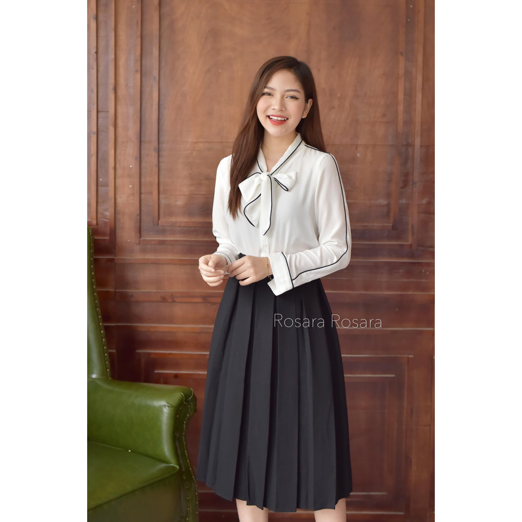 Chân Váy Dáng Xòe Xếp Ly Tiểu Thư Dáng Dài Thời Trang Nữ ROSARA GG03