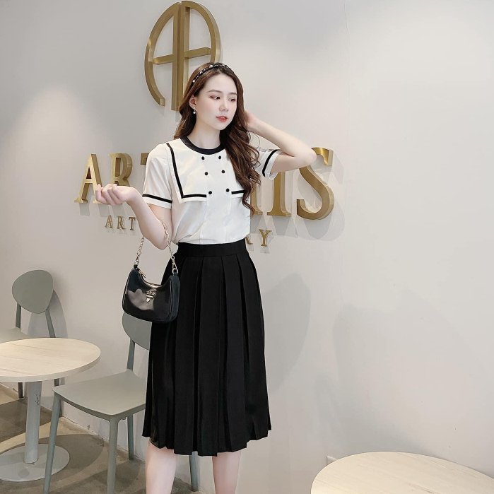 Chân Váy Dáng Xòe Xếp Ly Tiểu Thư Dáng Dài Thời Trang Nữ ROSARA GG03