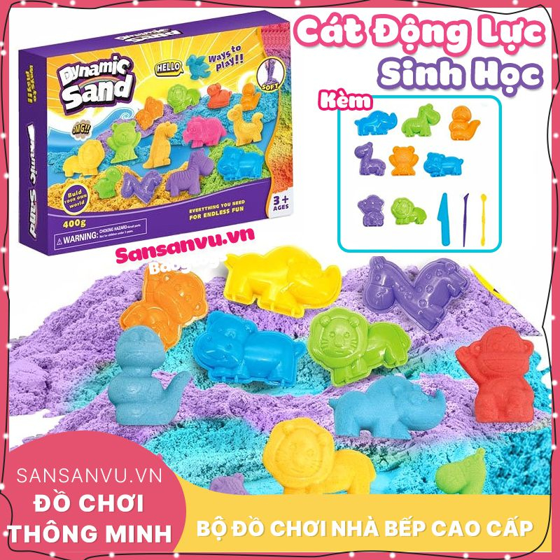Set cát động lực vi sinh kèm khuôn . Đồ chơi cát nặn sinh học an toàn cho bé Sansanvu.vn