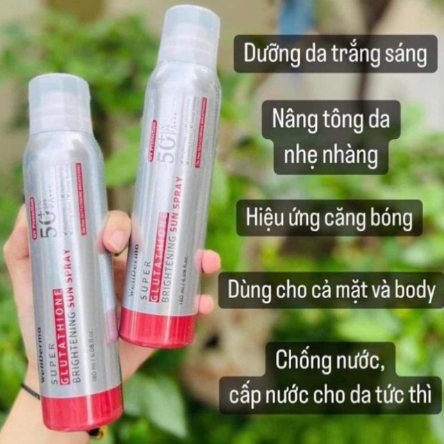 Xịt chống nắng Wellderma G Plus Cooling Sun Spray SPF 50Pa++++