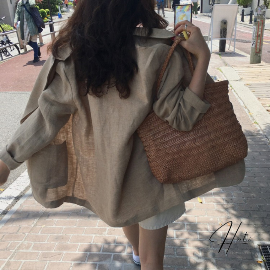 Áo Vest - Balzer Tay Dài Chất LINEN Dáng Rộng Phong Cách Thời Trang Hàn Quốc Dành Cho Nữ - TA032 - HOTIVN