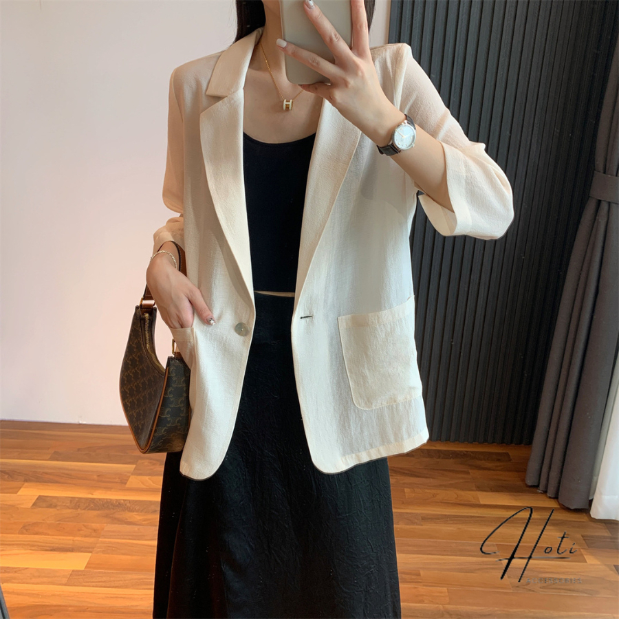 Áo Vest - Balzer Tay Dài Chất LINEN Dáng Rộng Phong Cách Thời Trang Hàn Quốc Dành Cho Nữ - TA032 - HOTIVN