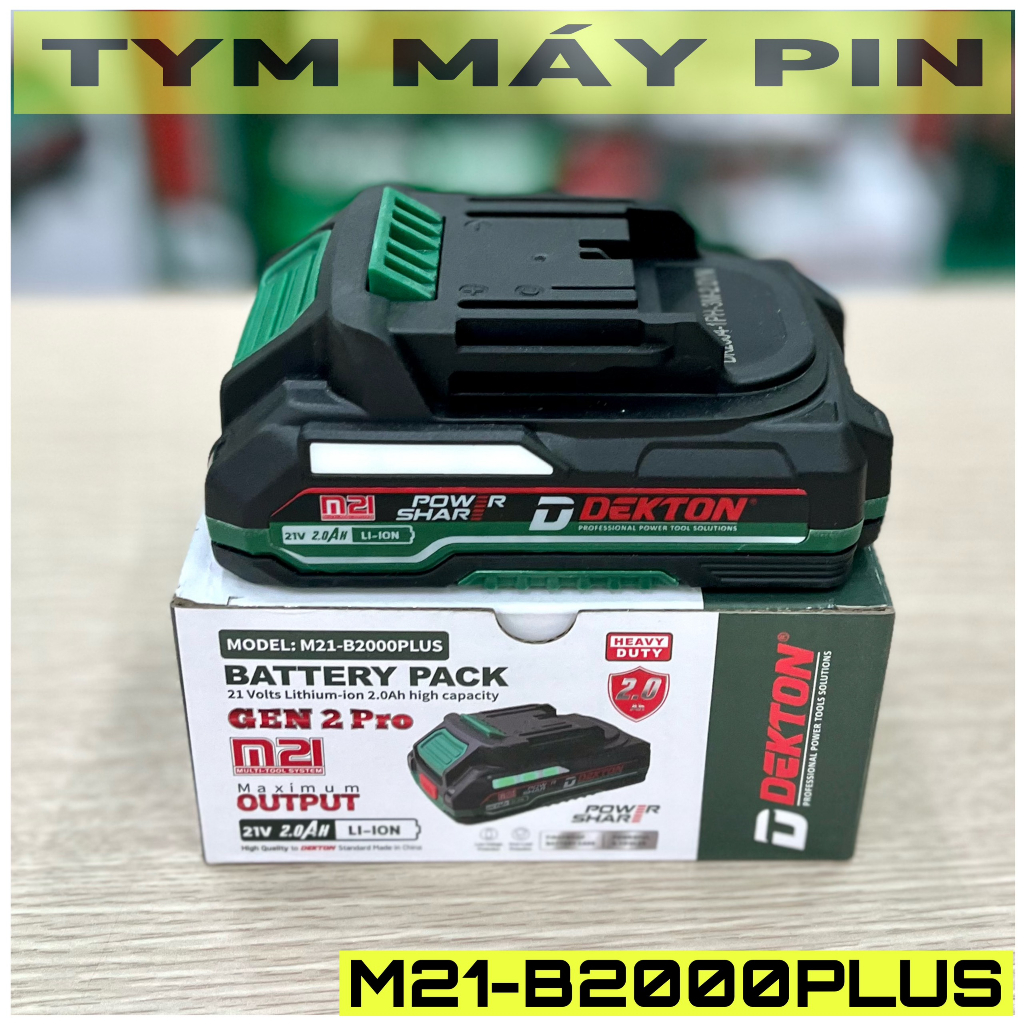 Pin - Sạc Dekton M21 - 2Ah - 4Ah - 6Ah - 7.5Ah hệ Plus 21V chính hãng - TYM Máy Pin