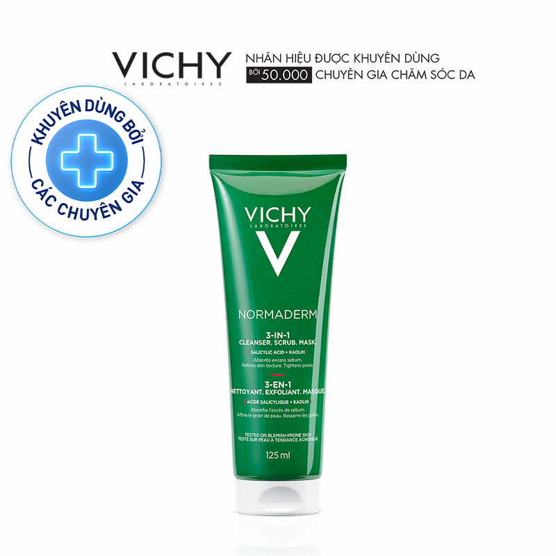 Sữa rửa mặt/ Mặt nạ làm sạch tế bào da chết dành cho da dầu, da mụn Vichy Normaderm 125ml