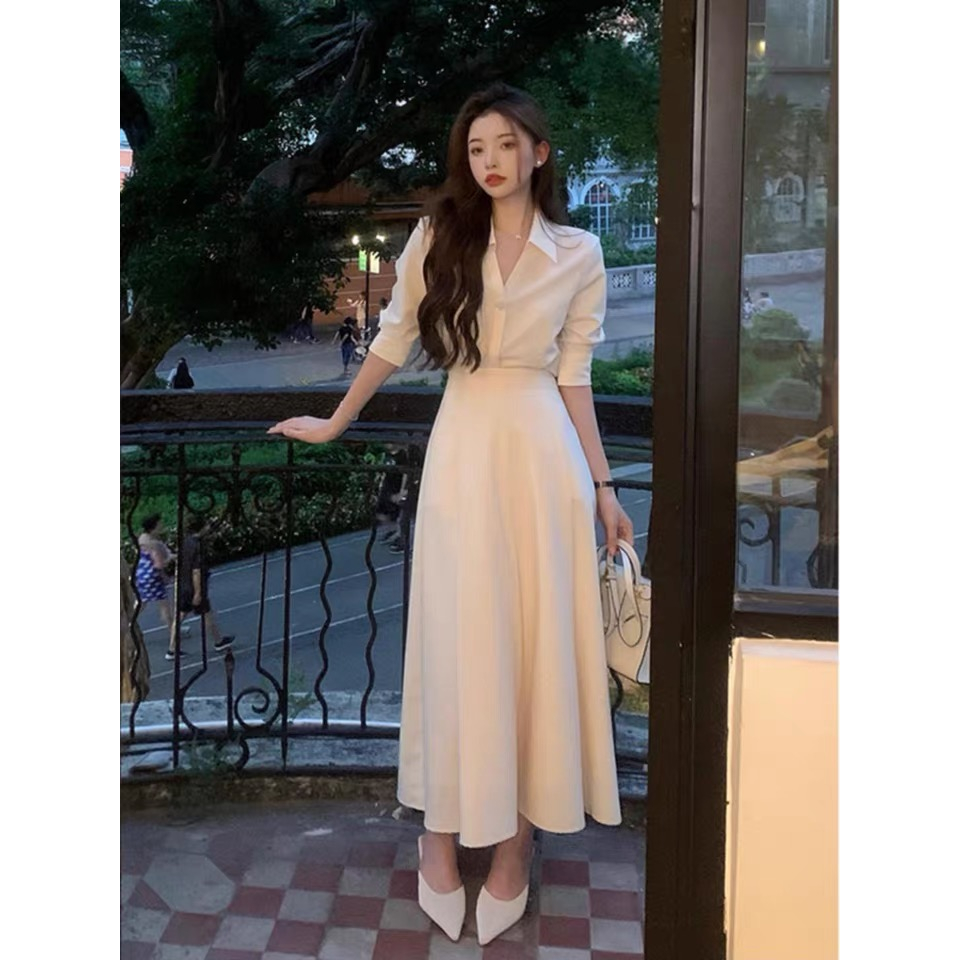 Bộ sơ mi nữ Aly áo sơ mi nữ phối chân váy xoè công sở chất liệu nhuyễn