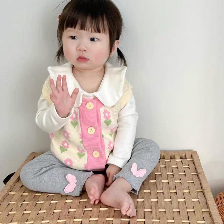 (Hot 2023 - Hàng QCCC) Áo gile len cho bé gái các mẫu hoa cực xinh 1-6 tuổi chất mềm mại
