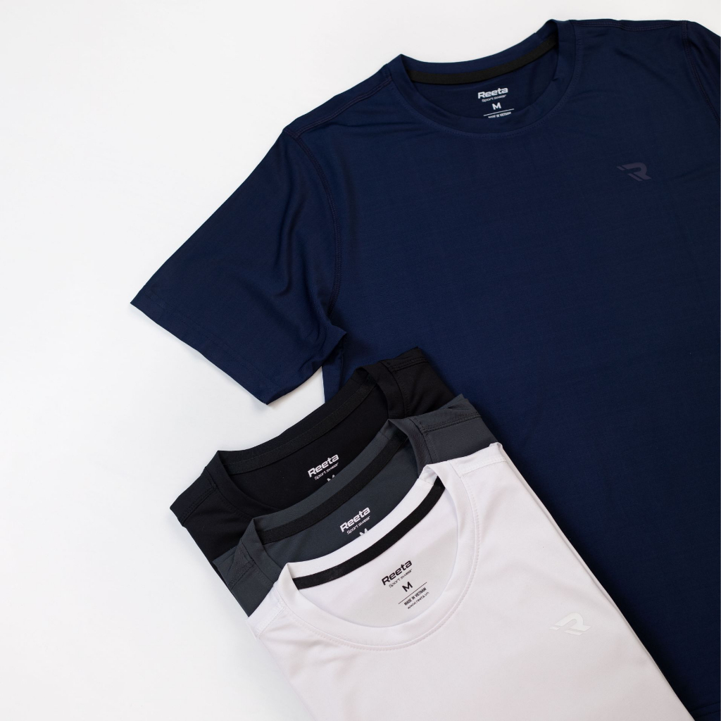 Áo Thể Thao Chạy Bộ Tập Gym Nam Cổ Tròn Ngắn Tay Thun Lạnh Reeta Thoáng Khí, Thoát Ẩm Nhiều Màu - A2242