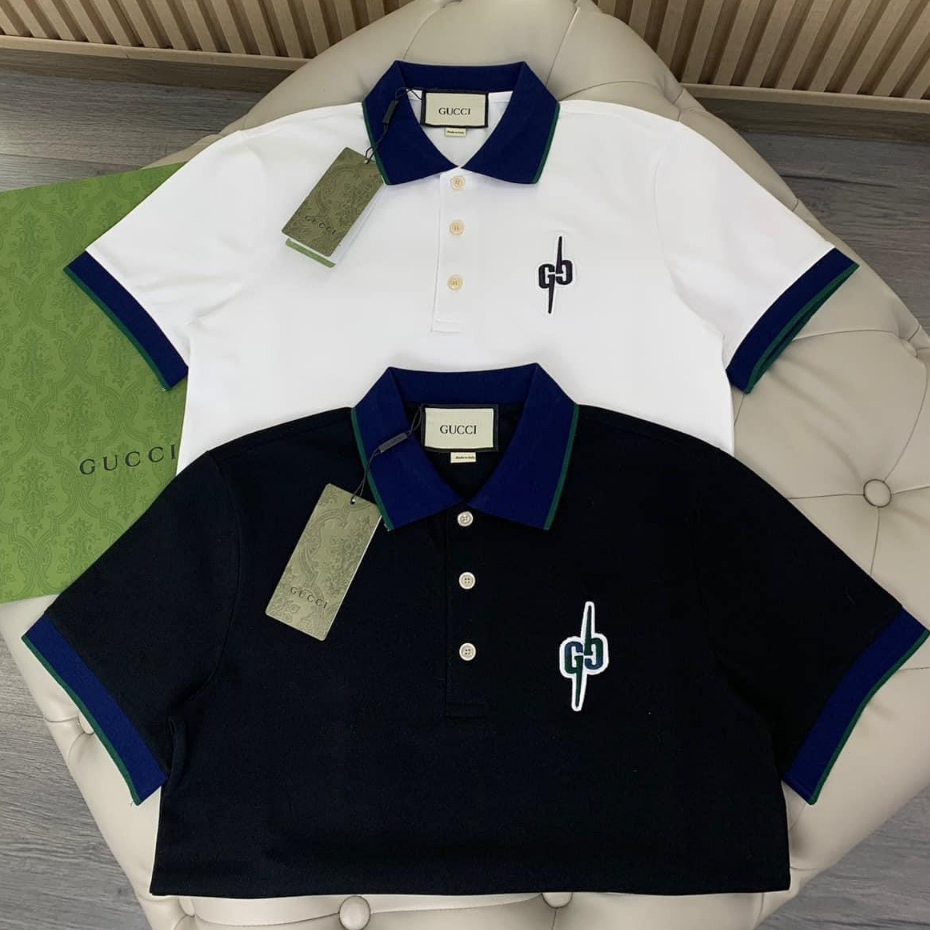 Áo Polo Nam Thêu Logo GUCCYYY Phối Màu Cổ Áo Và Tay Áo Trẻ Trung  - Áo Phông Nam Cổ Bẻ GUCCYYY Chất Cotton Cao Cấp