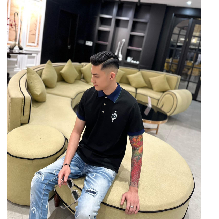 Áo Polo Nam Thêu Logo GUCCYYY Phối Màu Cổ Áo Và Tay Áo Trẻ Trung  - Áo Phông Nam Cổ Bẻ GUCCYYY Chất Cotton Cao Cấp