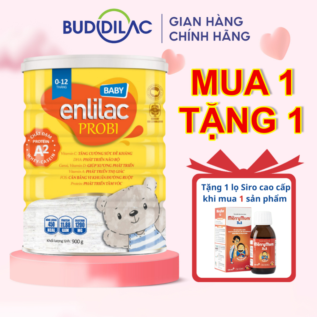 Sữa Enlilac Probi Baby Hộp 900g Protein A2 - Sữa đạm A2 cho bé biếng ăn, nhẹ cân và phát triển chiều cao