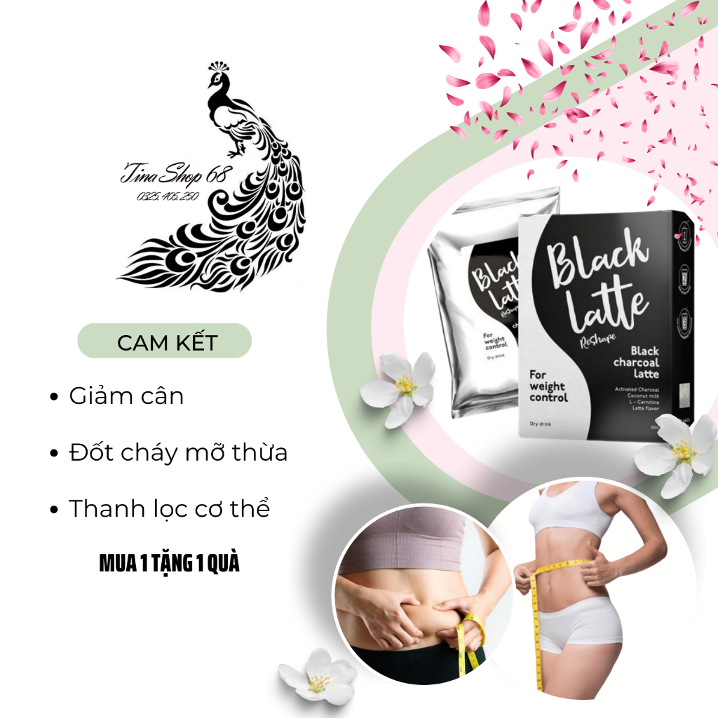 Giảm mỡ bụng Black Latte đốt cháy mỡ bụng giảm béo thanh lọc cơ thể giảm thèm ăn giảm cân an toàn [ Tặng máy massage]