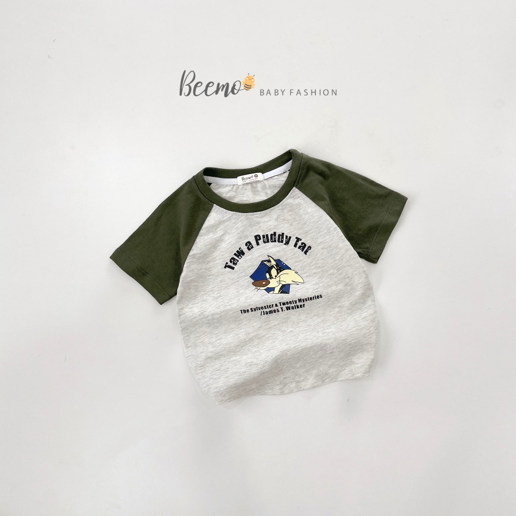 Áo thun cộc tay cho bé BEEMO, chất liệu cotton, thiết kế tay áo raglan B263