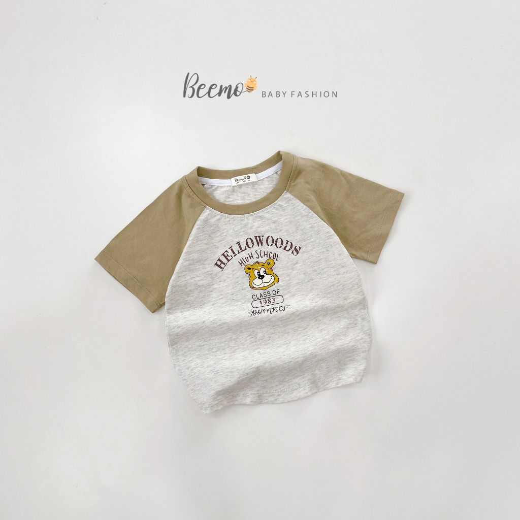 Áo thun cộc tay cho bé BEEMO, chất liệu cotton, thiết kế tay áo raglan B263