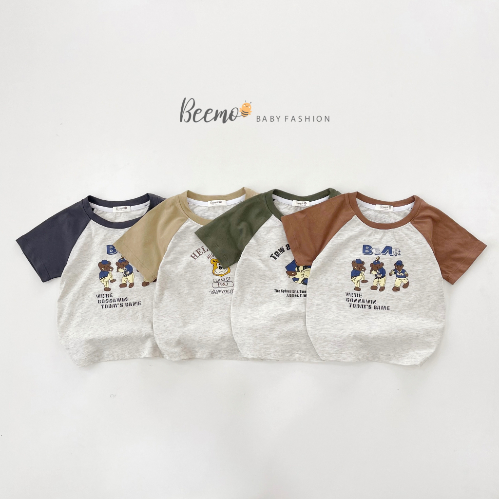 Áo thun cộc tay cho bé BEEMO, chất liệu cotton, thiết kế tay áo raglan B263