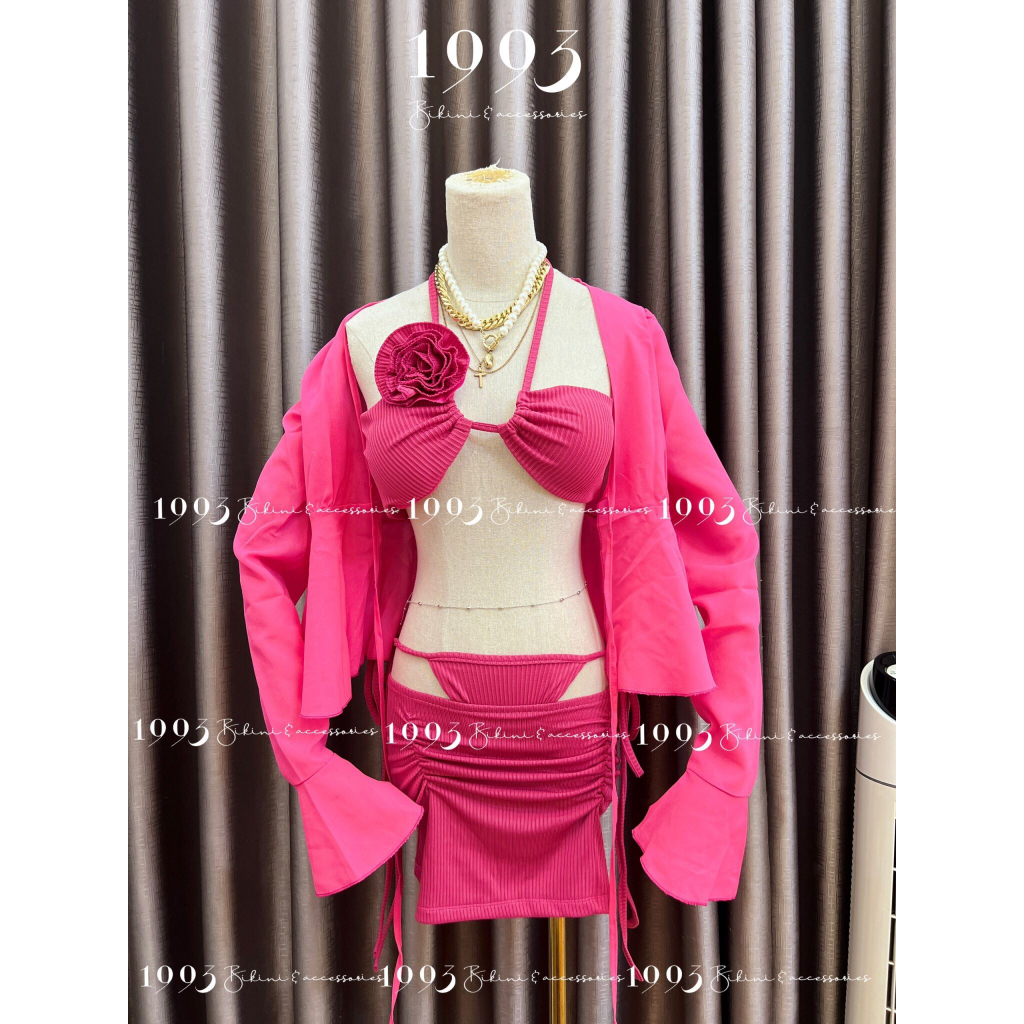Set Bikini Mie hồng 5 chi tiết