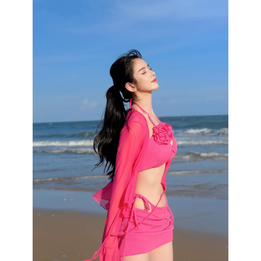 Set Bikini Mie hồng 5 chi tiết