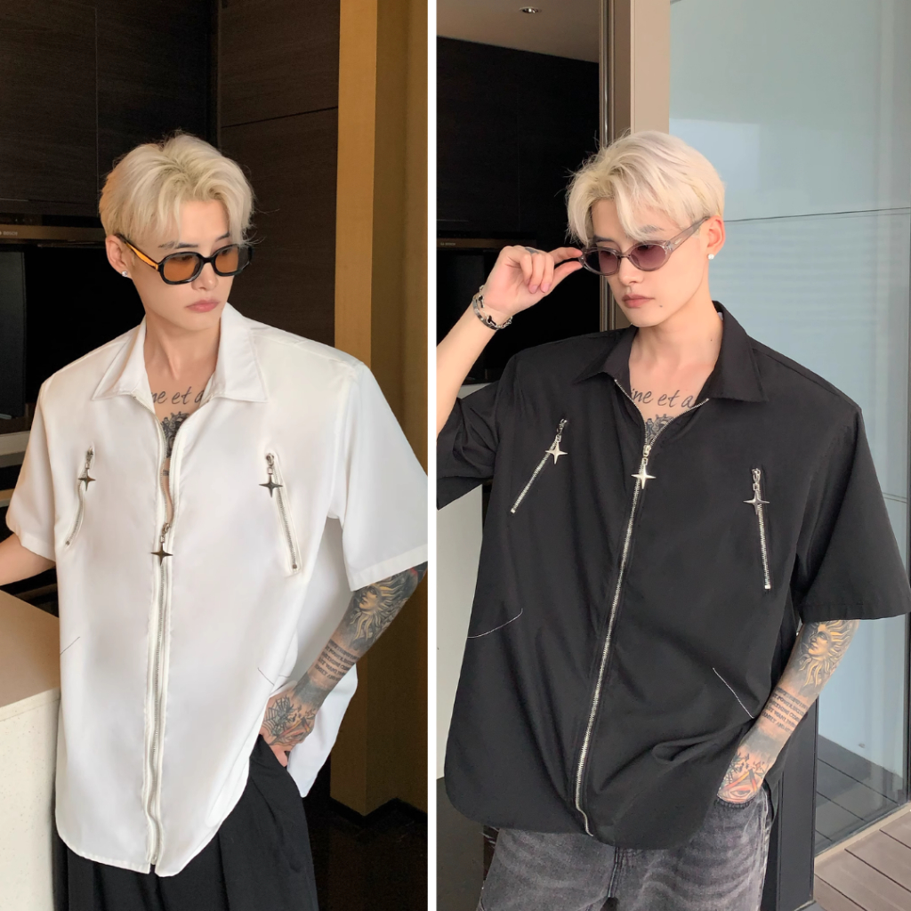 Áo Sơ Mi Khóa Kéo Thiết Kế Đệm Vai Sản Xuất Tại Quảng Châu GUF