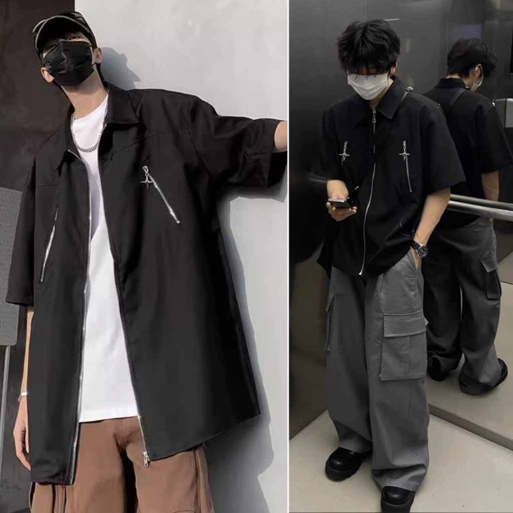 Áo Sơ Mi Khóa Kéo Thiết Kế Đệm Vai Sản Xuất Tại Quảng Châu GUF