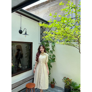 Đầm cổ bẻ chun eo