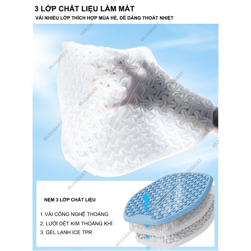 Đệm lót ghế ô tô điều hòa Xiaomi Shooco. Lót ghế oto gel lạnh ICE TPR