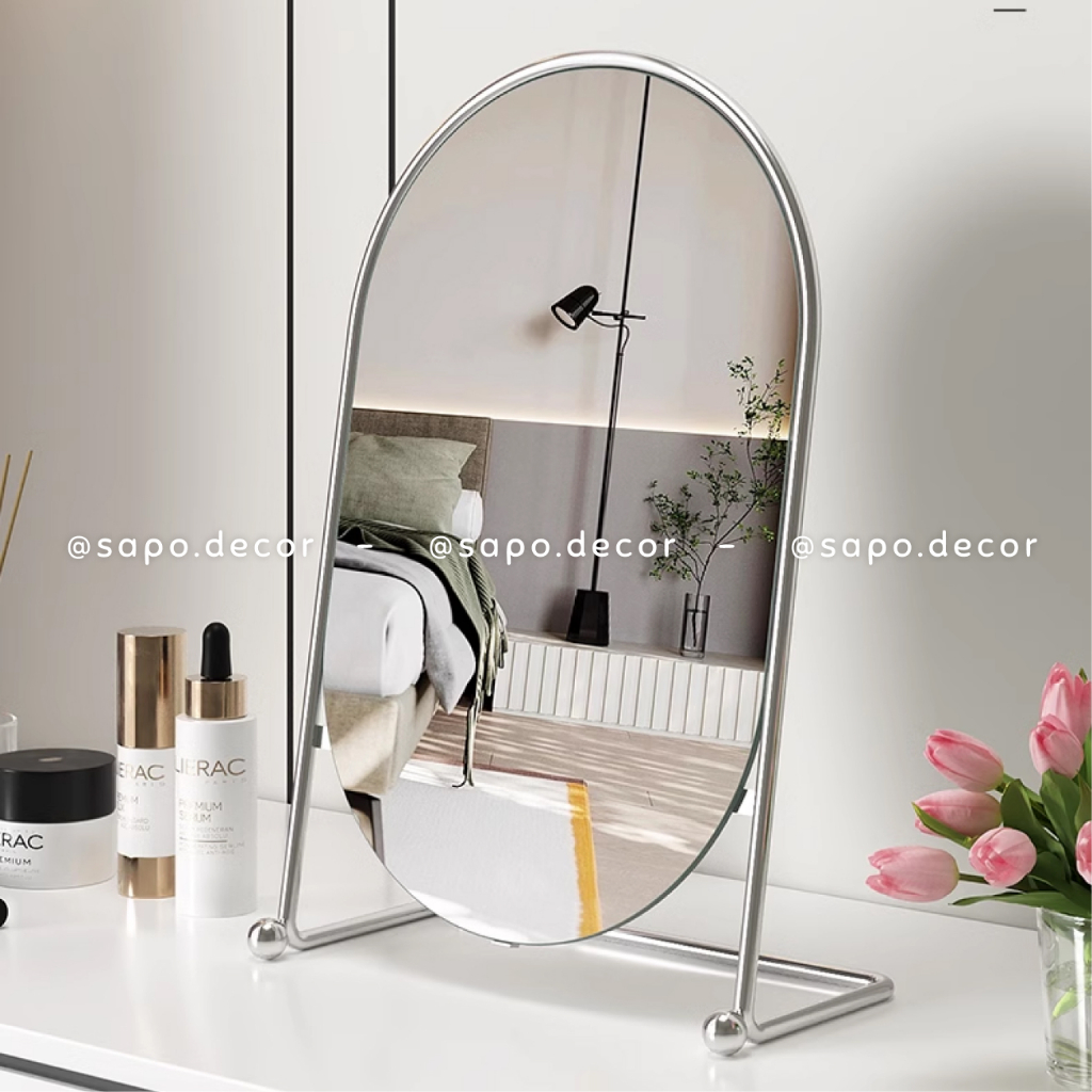 Gương Oval Trang Trí Để Bàn Trang Điểm Phong Cách Hàn Quốc Hàng Loại 1 Cao Cấp - Sapo Decor
