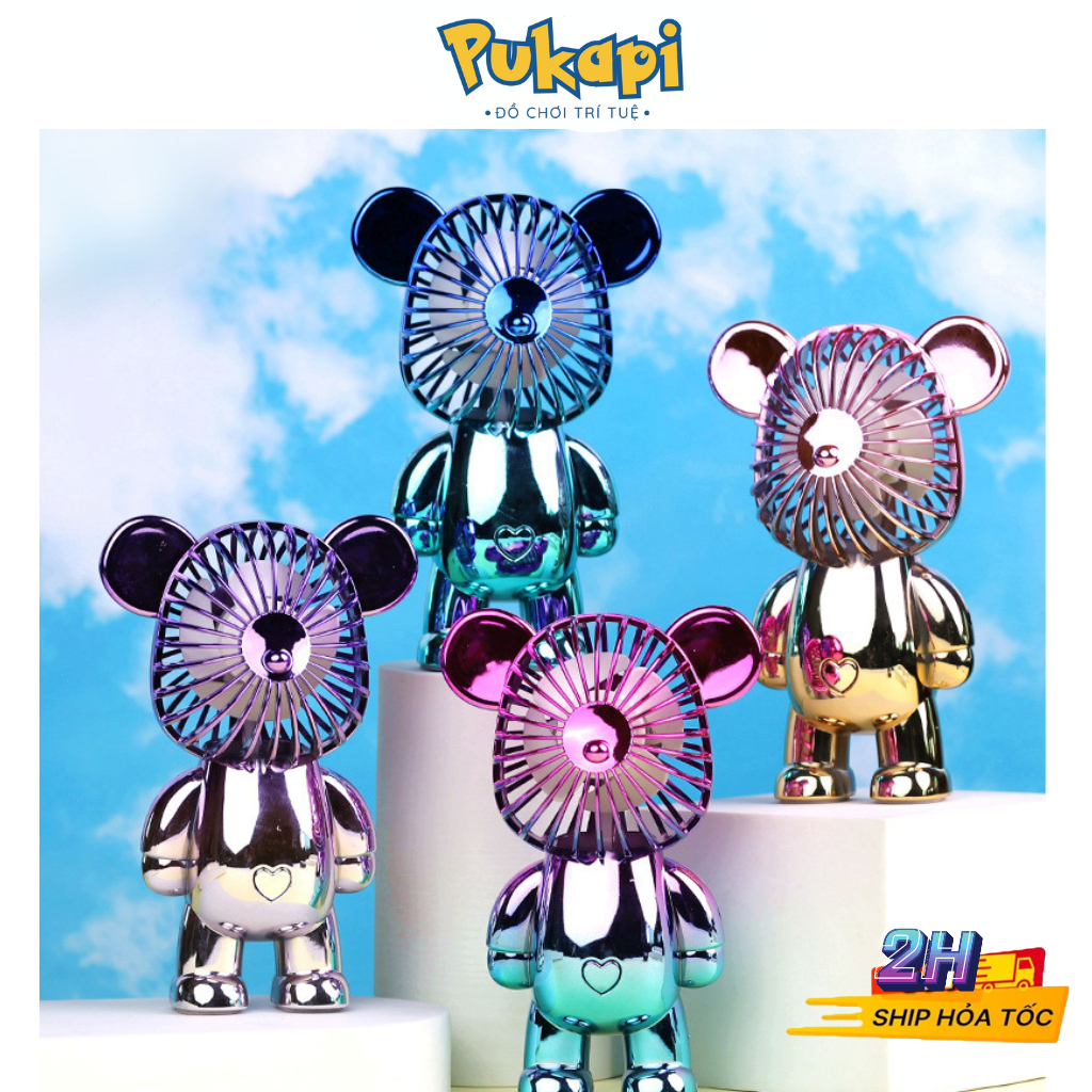 Quạt Gấu Bearbrick Quạt Điện Mini Để Bàn Cầm Tay Siêu Dễ Thương Có Cổng Sạc USB Thiết Kế Nhỏ Gọn -PUKAPI