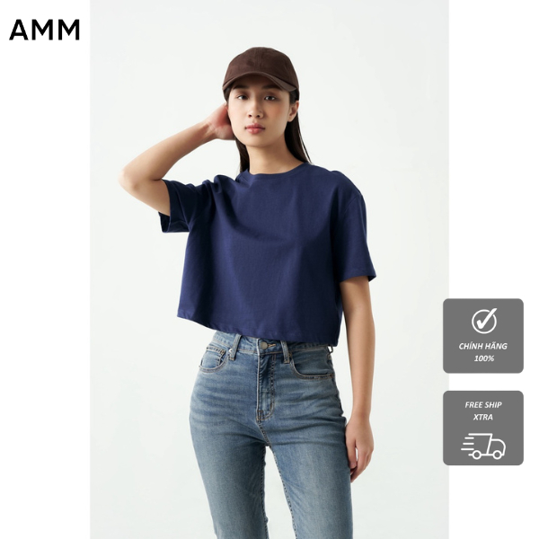 Áo Phông NỮ AMM Dáng Ngắn, Cổ Tròn, Chất Liệu Cotton Mềm Mịn, Thoáng Mát, Nhiều Màu Trơn, Trẻ Trung W-TS21W-003