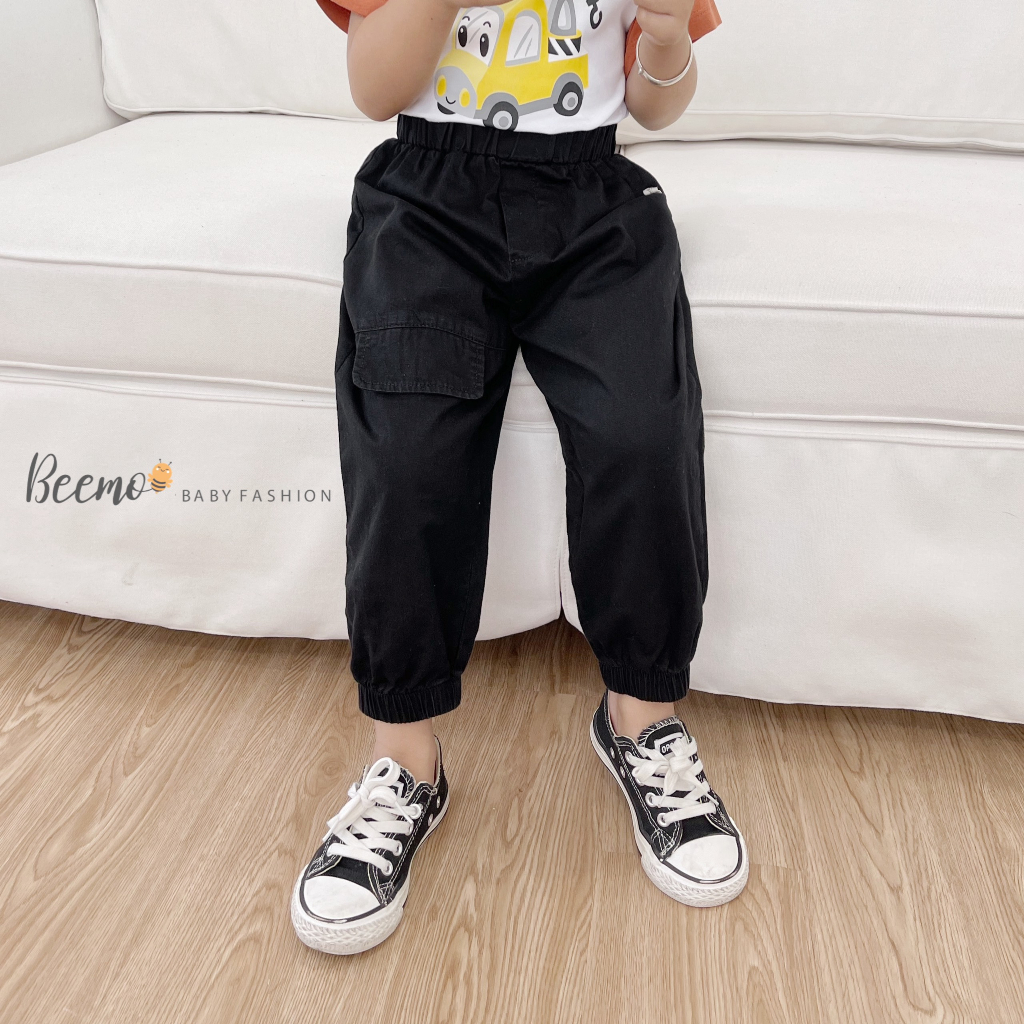 Quần dài Beemo cho bé trai,kiểu dáng jogger phối nắp túi, vải kaki mềm, thoáng khí phong cách hip hop 23229Q