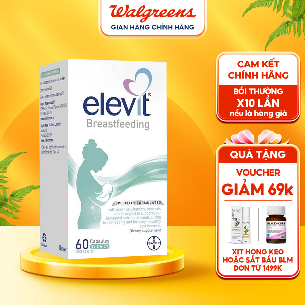 Elevit Breastfeeding sau sinh Bayer 60 viên giúp mẹ phục hồi sức khỏe và