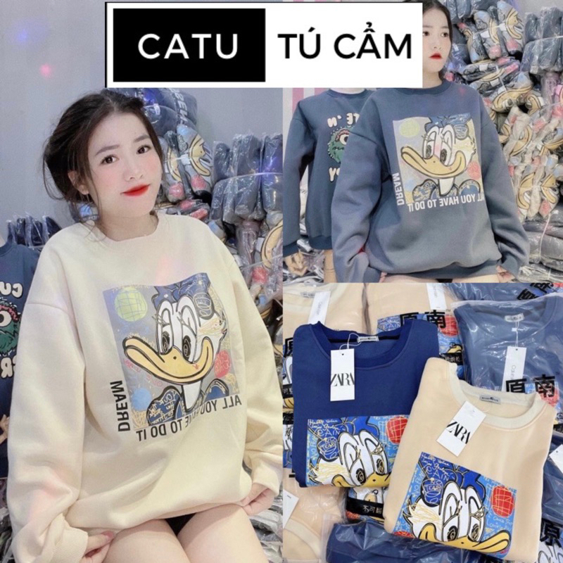 Áo nỉ nữ sweater con vịt CATU Tú Cẩm