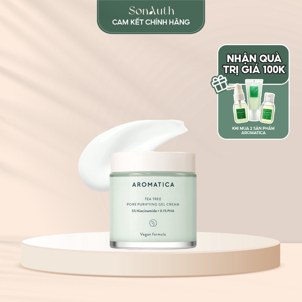 Kem dưỡng Aromatica Tea Tree Pore Purifying Gel Cream 5% Niacinamide + 0,1% PHA 100ml