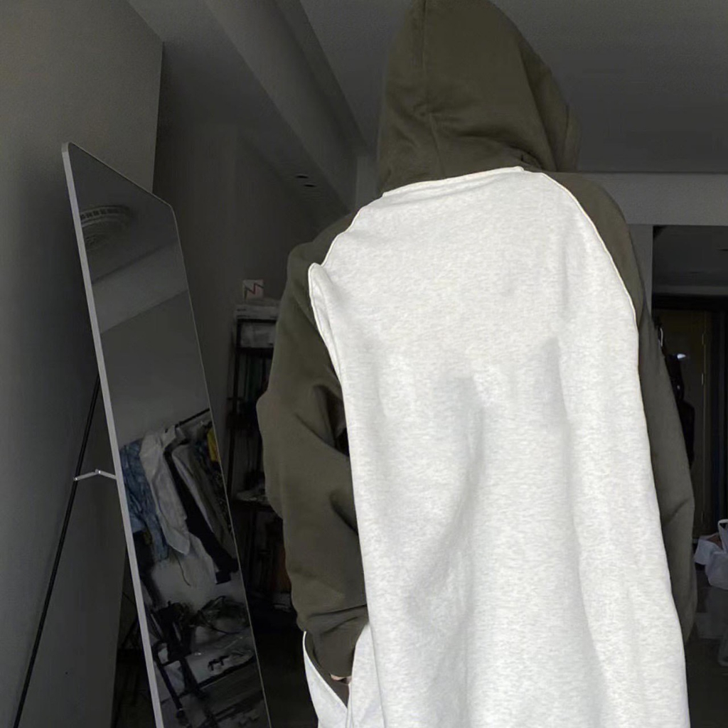 Áo khoác raglan nỉ xám phối tay rêu peonyb unisex - Khoát jacket form rộng tay bồng bánh bèo hotgirl cá tính đường phố