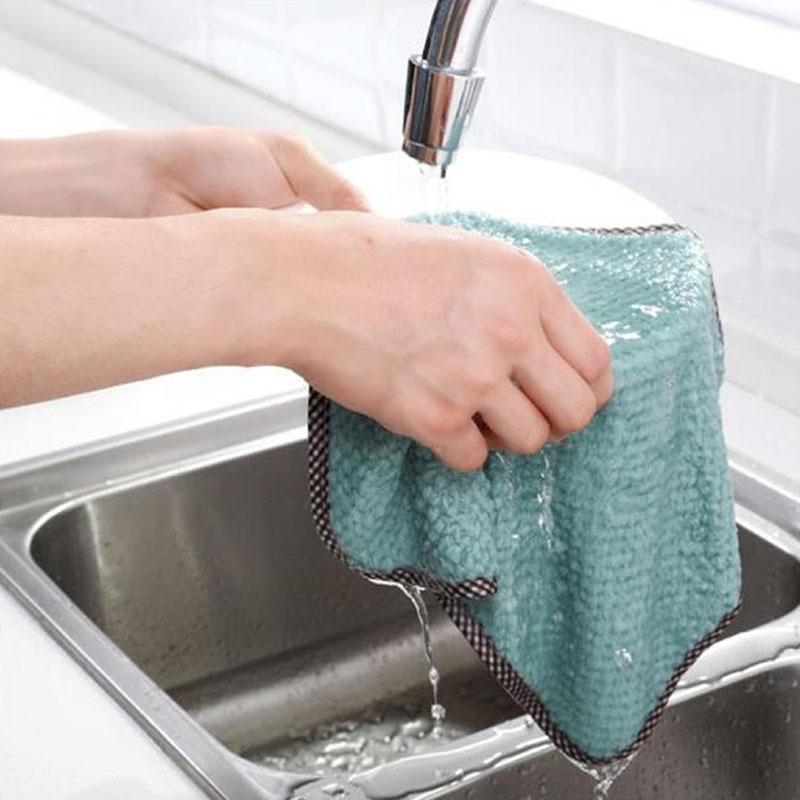 Combo 10 khăn lau tay hình vuông lông cừu lau nhà bếp, lau tay, lau chén bát